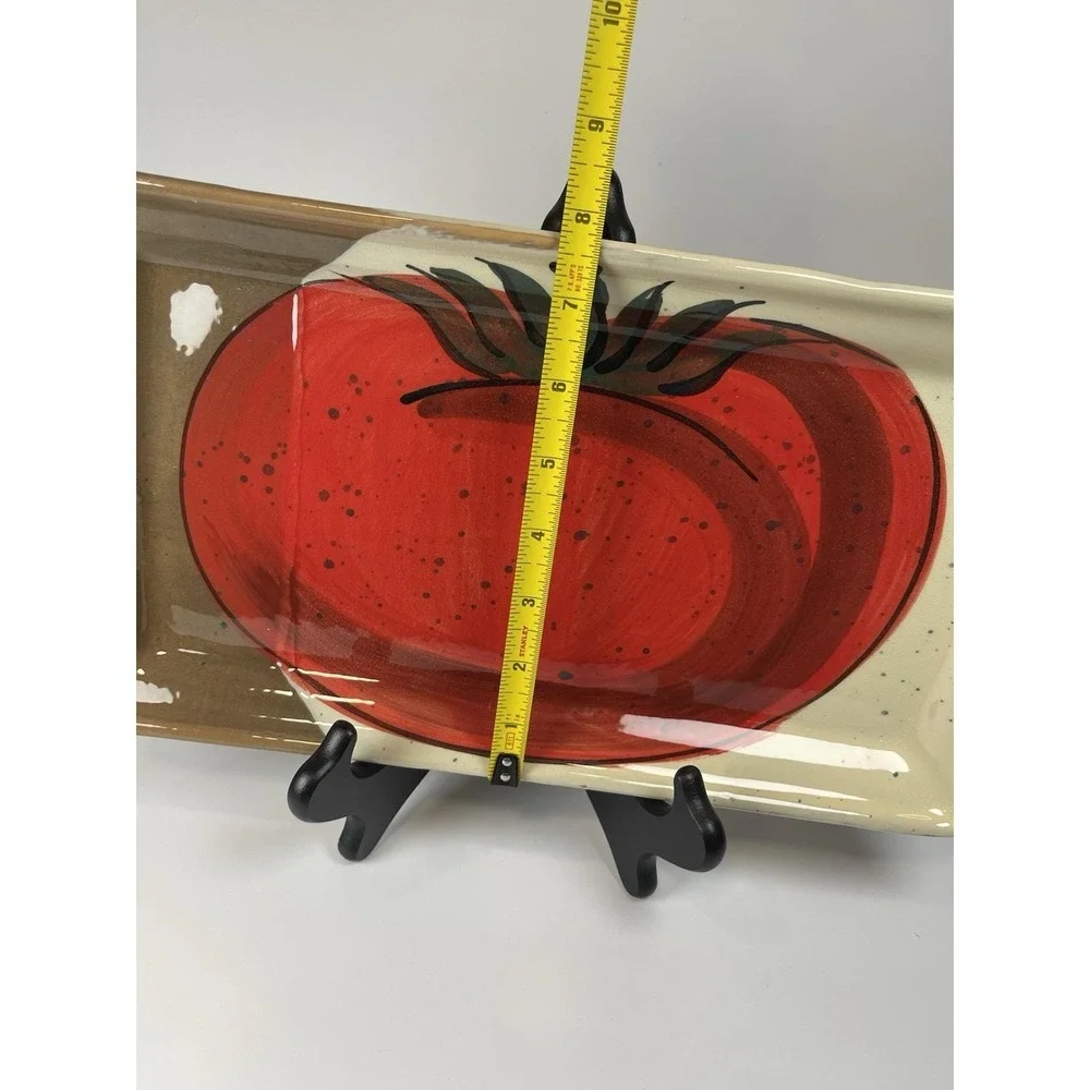 Crate and Barrel Roma Tomato Rectangular Tray Serving Dish Handpainted  Italy